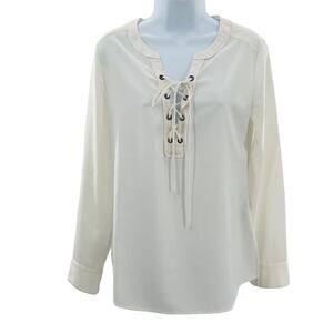 Anthro Sanctuary White Knit Long Sleeve Lace Up Long Sleeve Sheer Tunic Top XS